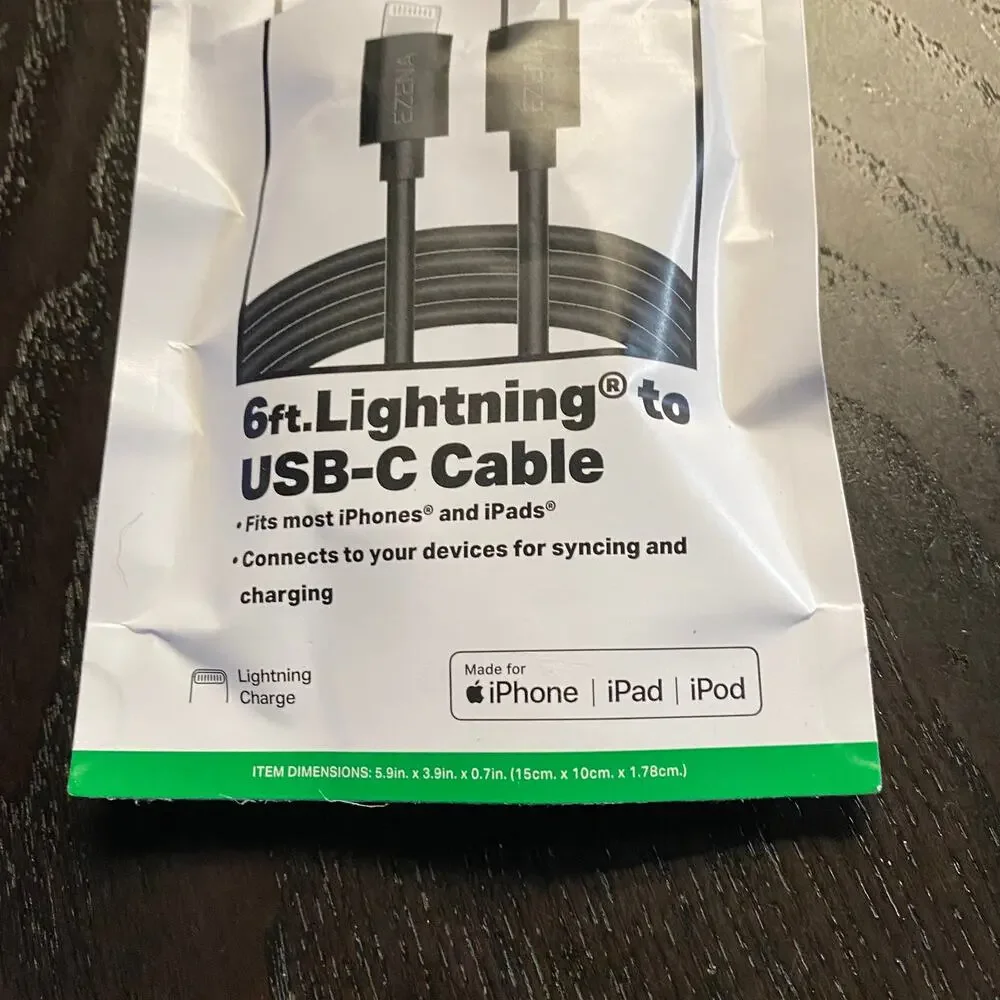 New Ezena 6 Ft Foot Lightning to USB-C Cable